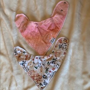 Pink and Cream Baby Bibs Set with Snap Closures